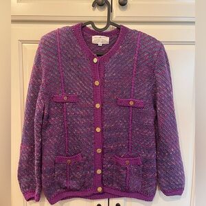 Vintage Peruvian Connection Purple Knit Sweater/Cardigan
